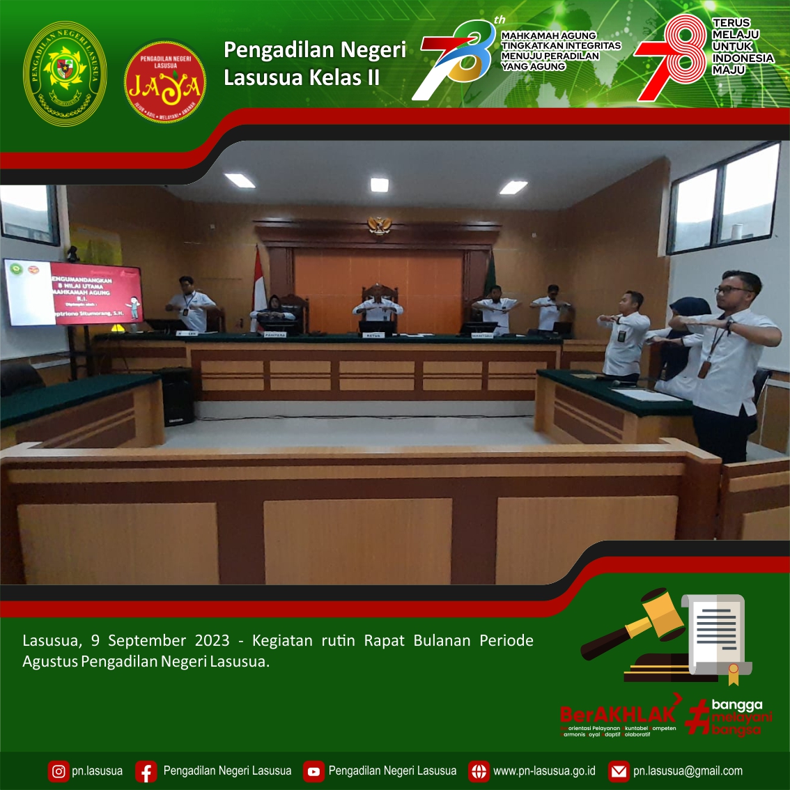 Rapat Bulanan Pengadilan Negeri Lasusua Periode Agustus 2023